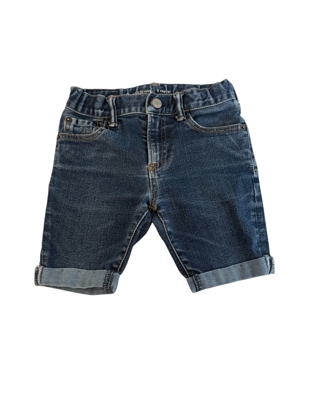 GAP Dark Blue Rolled-Hem Denim Shorts, Size 6 regular slim